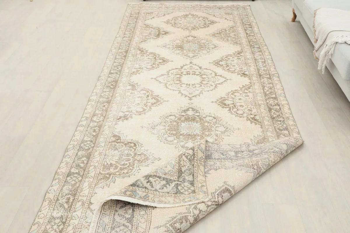 Angled view of the runner on the floor, showcasing its length and pattern.