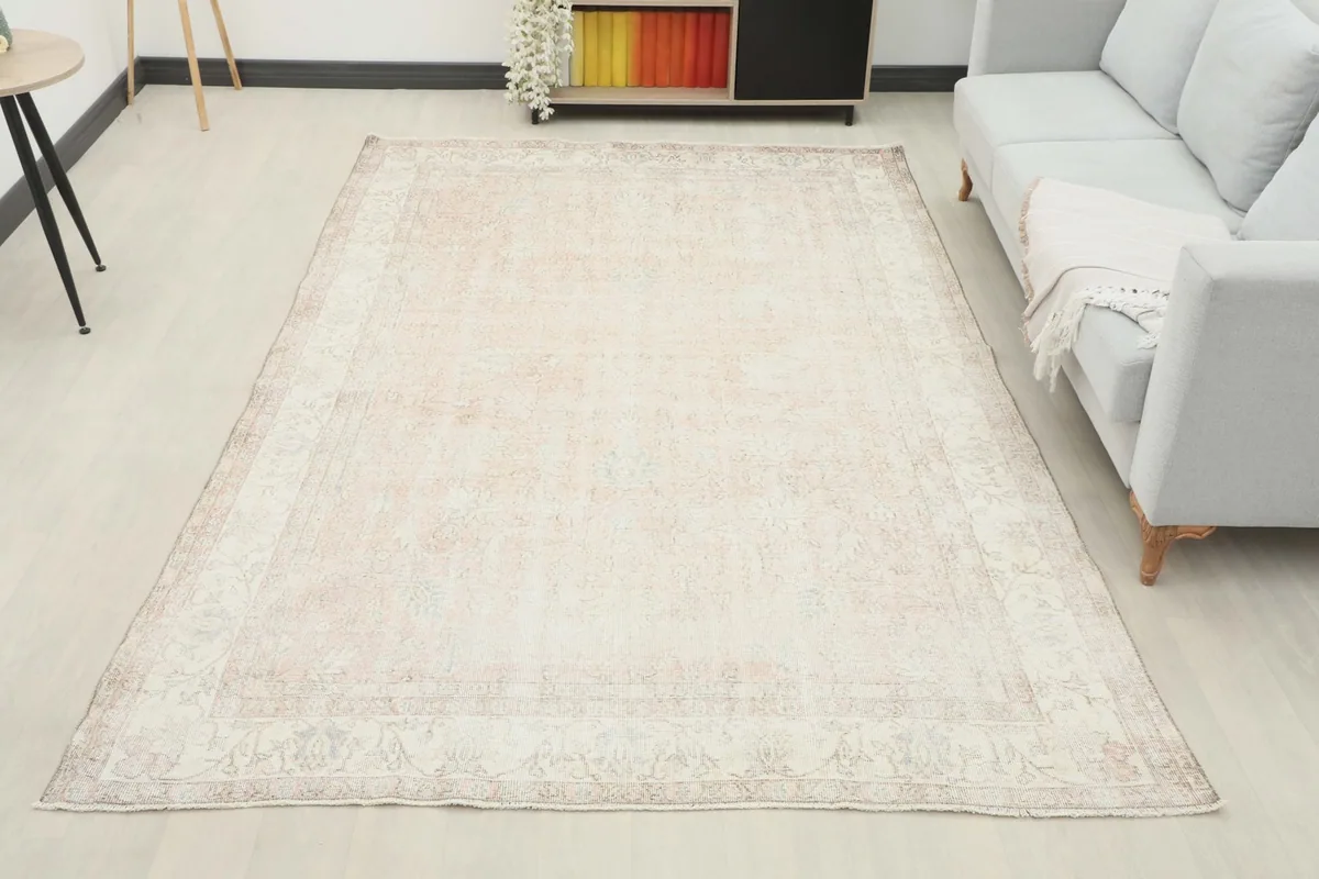 Full room view of the 7x10 Anatolian rug, demonstrating its scale and how it anchors the living space.