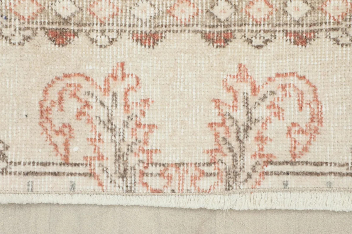 Detail showing the fringe and a section of the border design on the rug