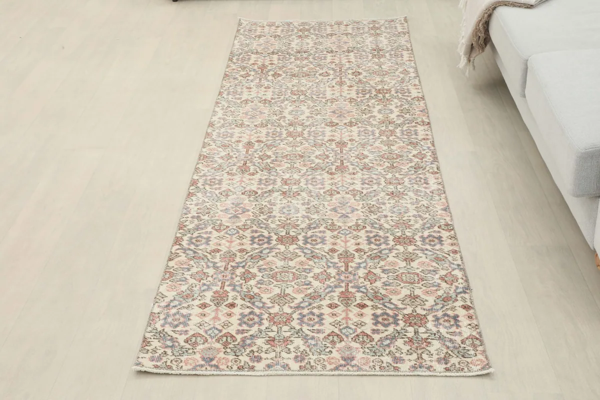 Full view of the runner rug in a room setting, providing a sense of its scale and presence