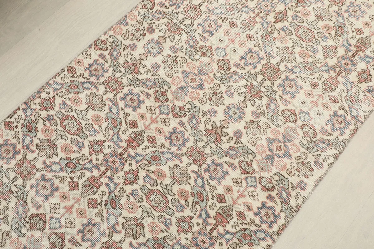 Another angled view of the runner rug, showing the full length of the pattern.
