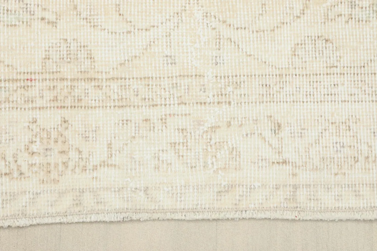 Detailed view of the rug's border design and the edge finishing