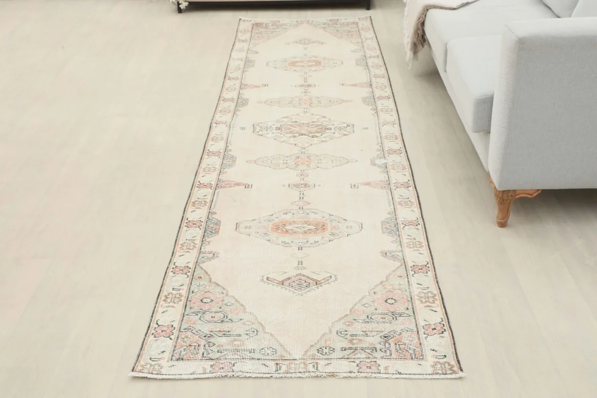 Full overhead view of the runner rug, showcasing its complete design and color distribution