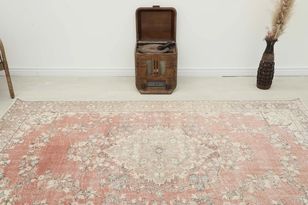 Overhead view of the rug in a room, showing its placement relative to furniture