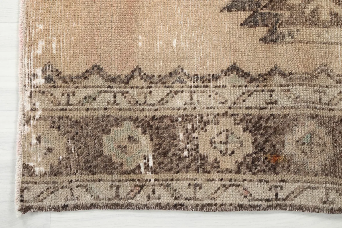 Detailed view of the rug's outer border pattern and fringe detail.