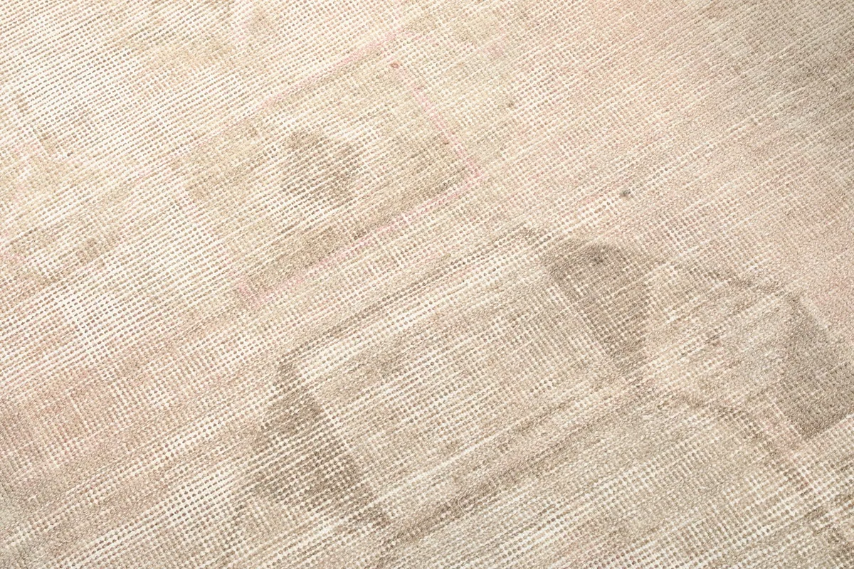 Close-up of the low wool pile and the texture of the vintage Anatolian runner rug