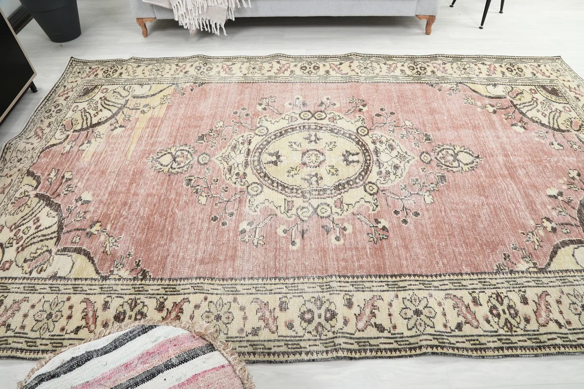 Full overhead view capturing the overall design and colors of the Anatolian rug