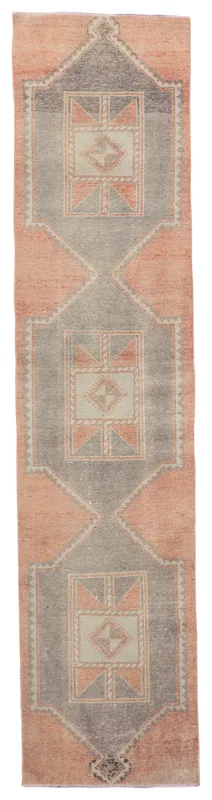Full overhead view of the rust and gray vintage Anatolian runner