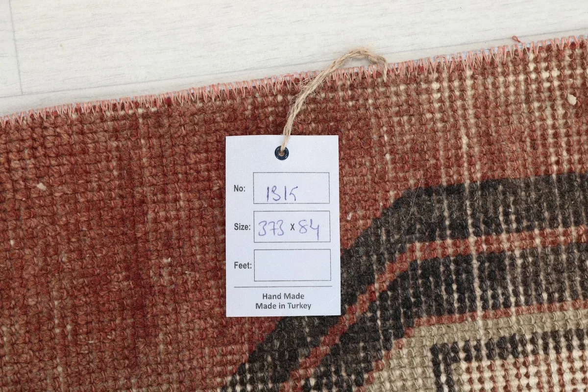 Close-up of the product tag indicating rug number and dimensions