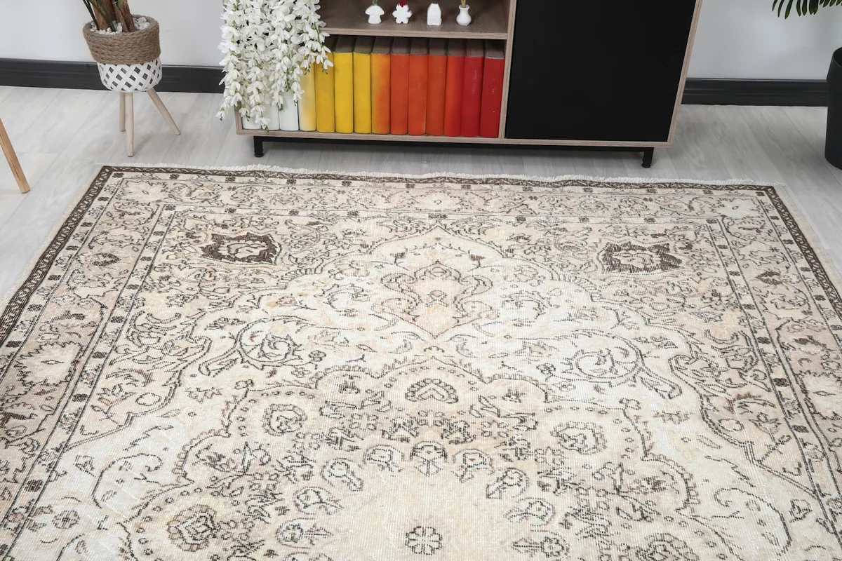 View of the rug from another angle in the room, highlighting its placement