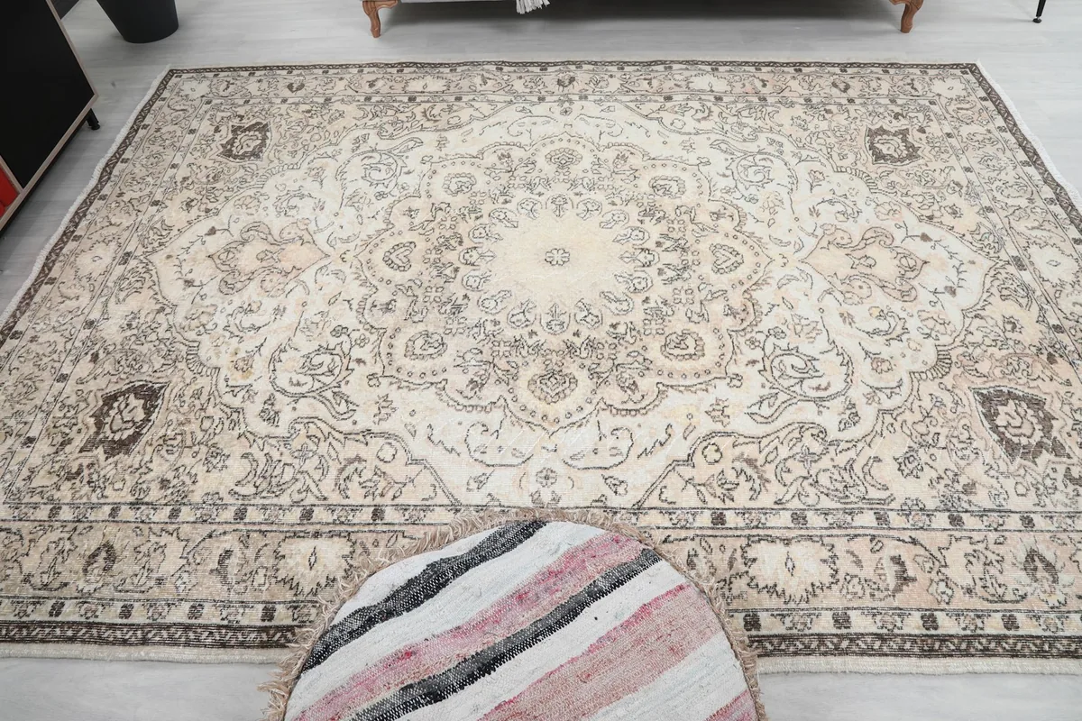 Overhead view of the rug, providing a full perspective of its design and colors