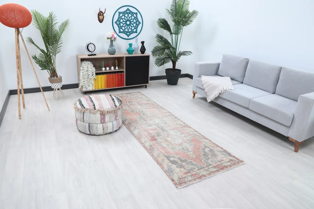 Angled view of the runner in a room, showing its length and how it complements the decor