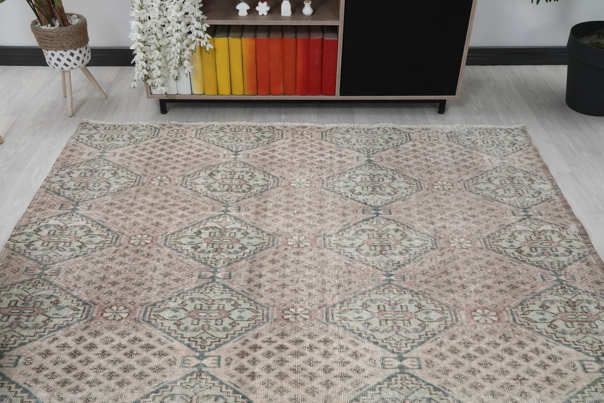 Overhead view of the rug in the room, showing its full length and width relative to the surrounding furniture.
