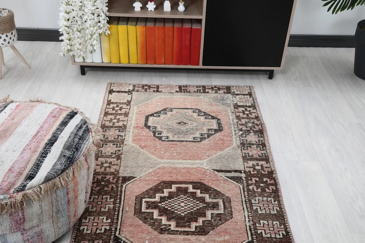 Overhead view of the runner rug in a room, capturing its full design and placement