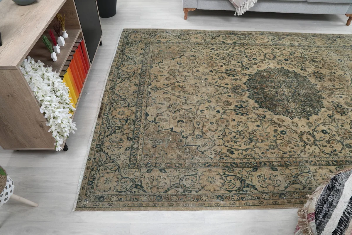 Angled view of the rug from another perspective in the living room setting
