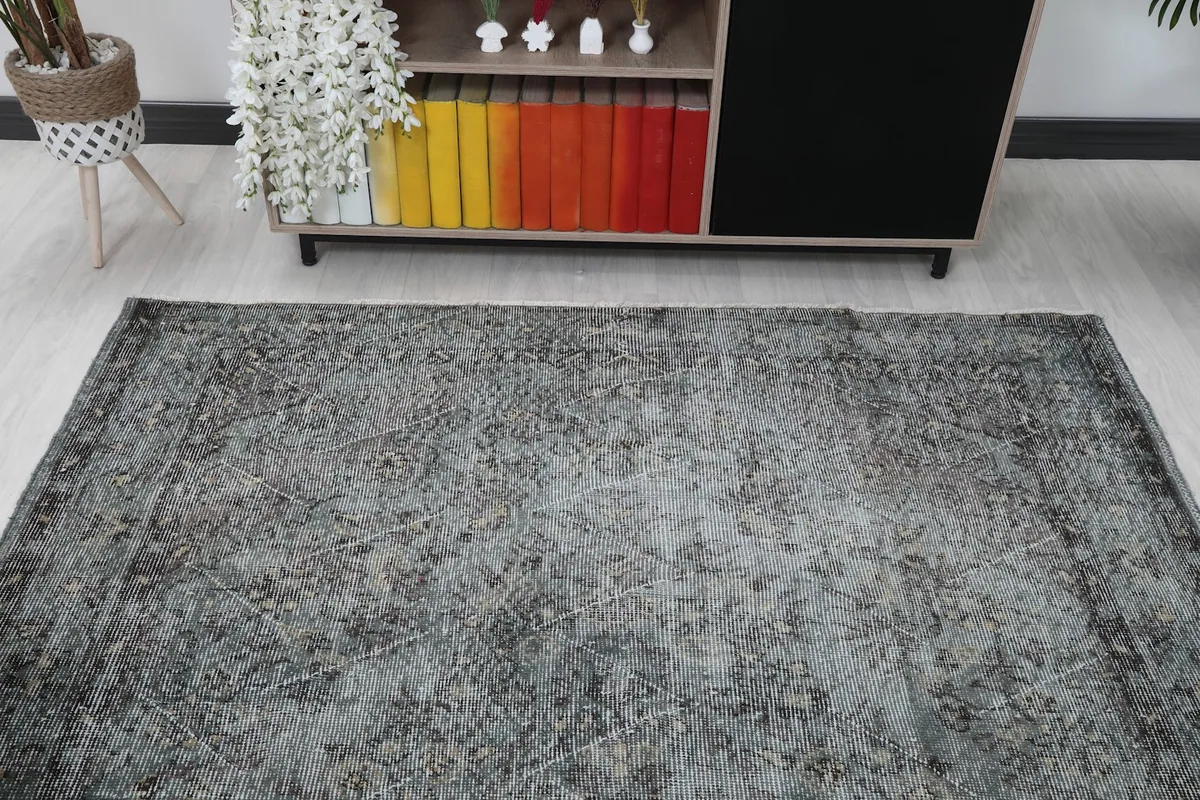 View of the rug from one end, showing its length and integration with room decor