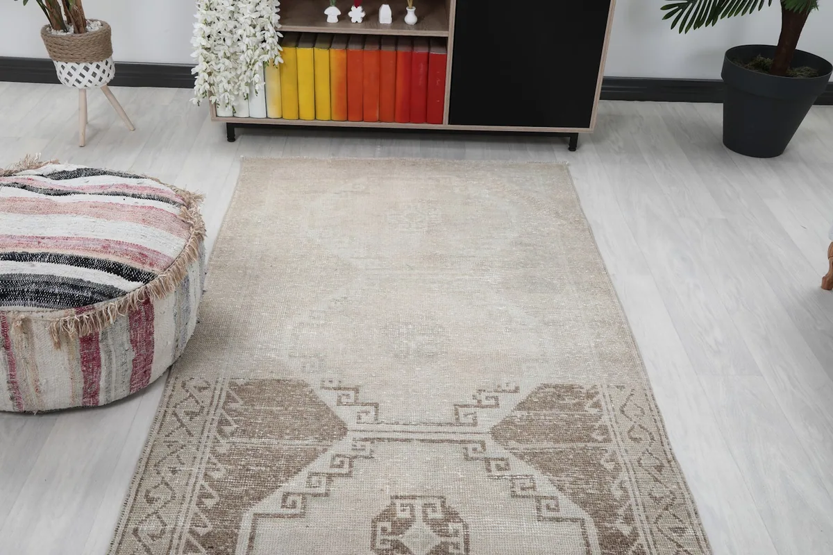 View of the runner rug from one end, showing its length in a room setting