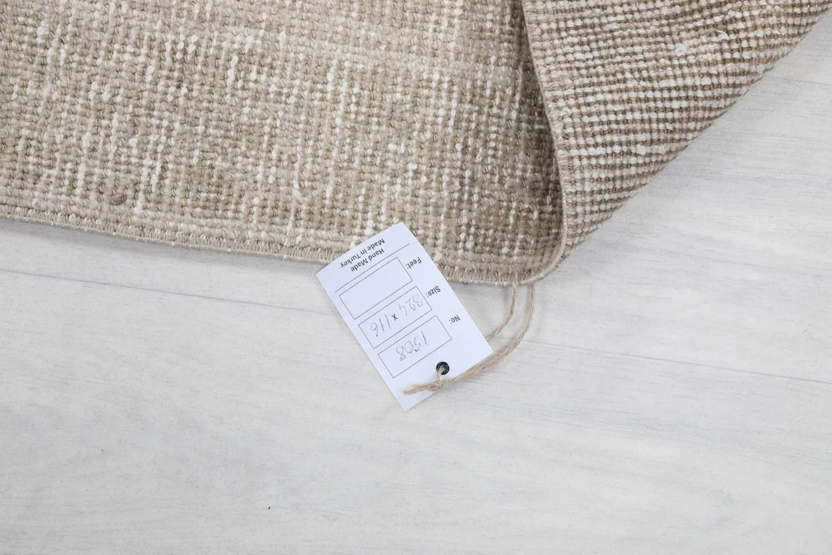 Product tag showing details of the vintage hand-knotted Anatolian runner rug