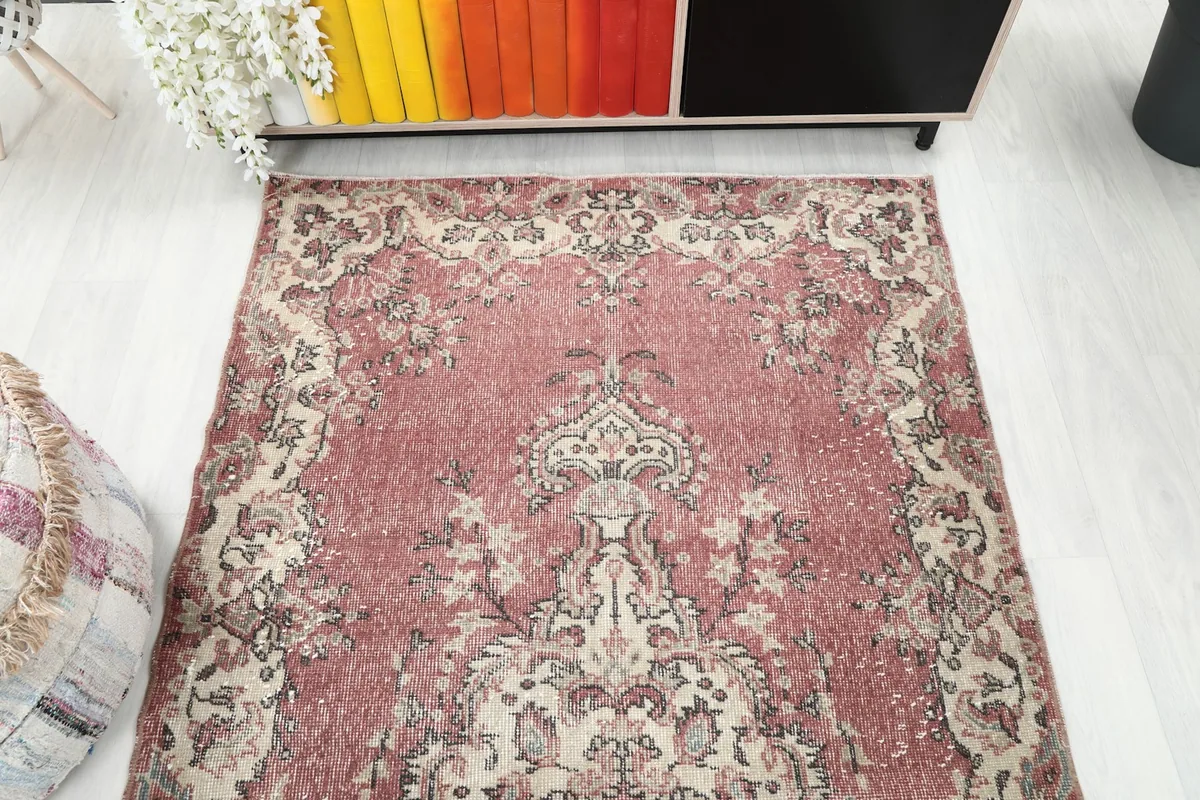 Overhead view of the entire rose doormat, showcasing its full design and shape.