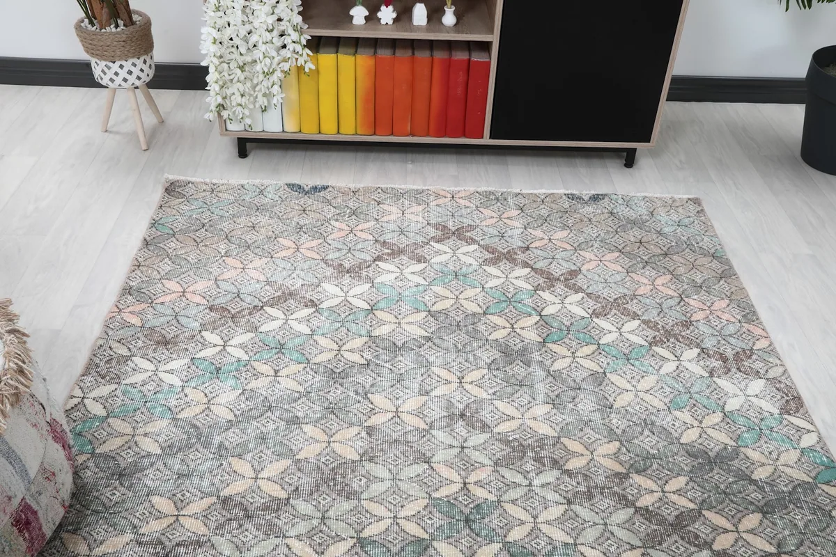 Overhead view of the rug in a room, showcasing its placement and how it complements the decor