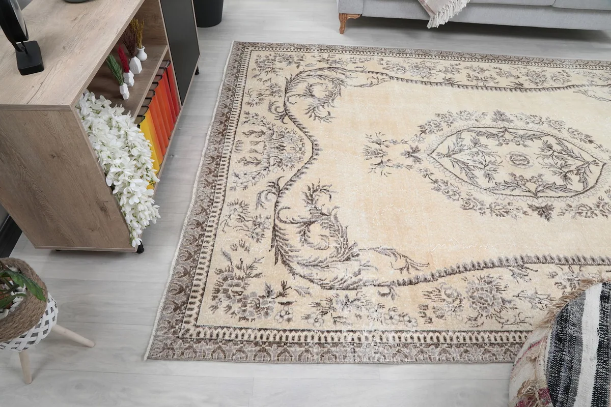 Wide angled view of the rug showcasing its size and placement in a living space