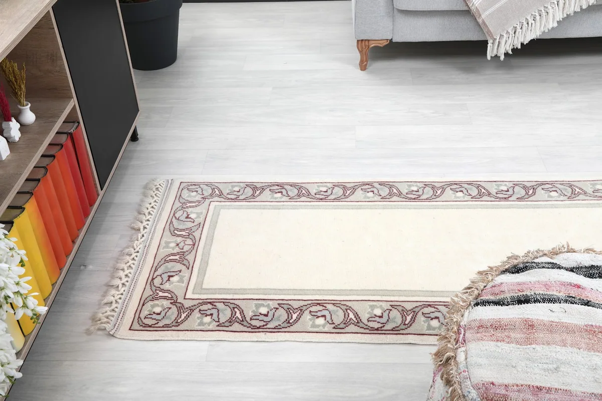 Runner extending into a living area, showing its length and how it complements the surrounding decor.