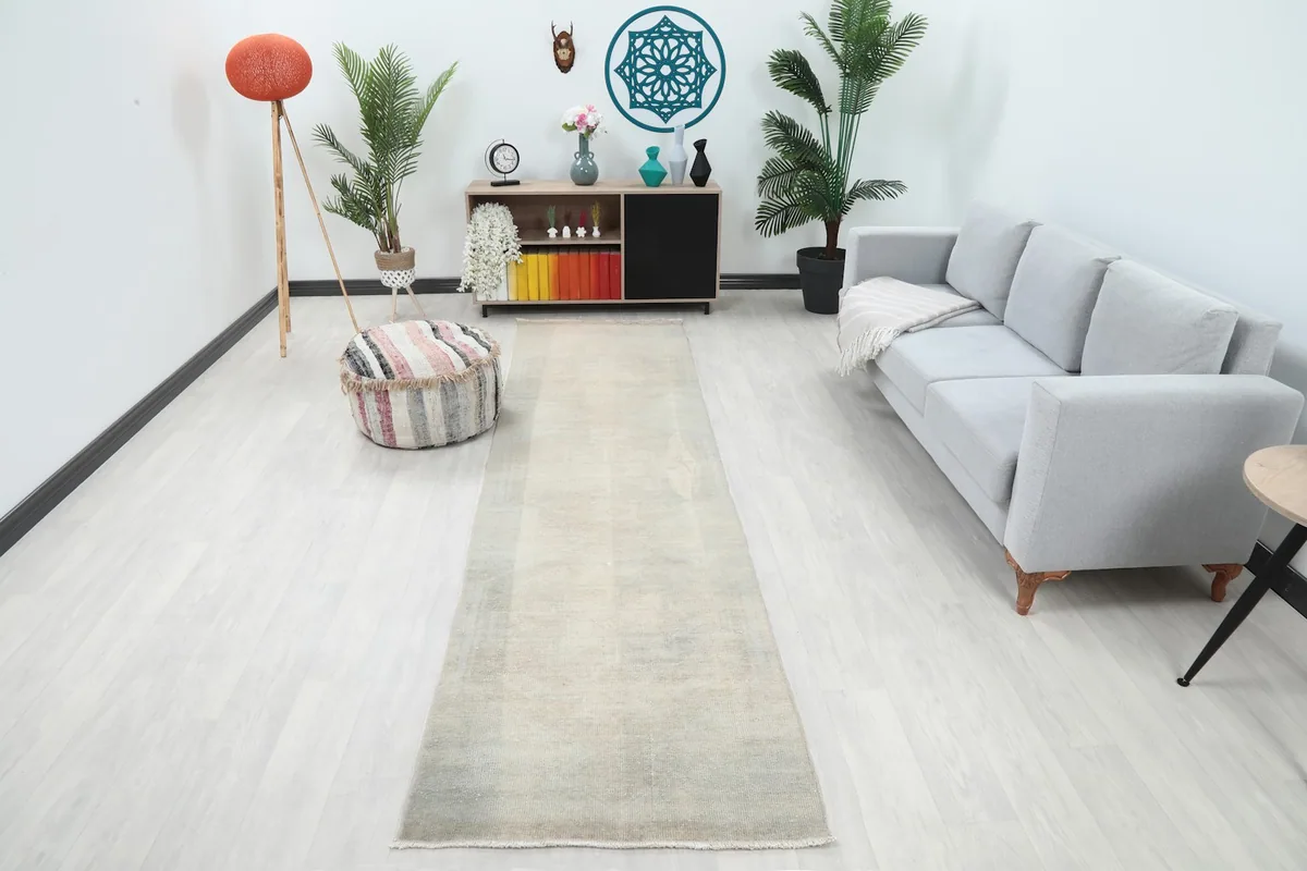 Runner rug placed in a modern hallway setting, showing its scale and how it fits with contemporary decor.