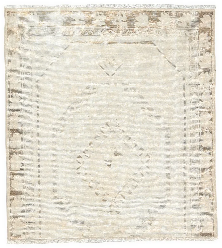 Cream Tribal Medallion Rug, full top view showing geometric patterns and soft colors