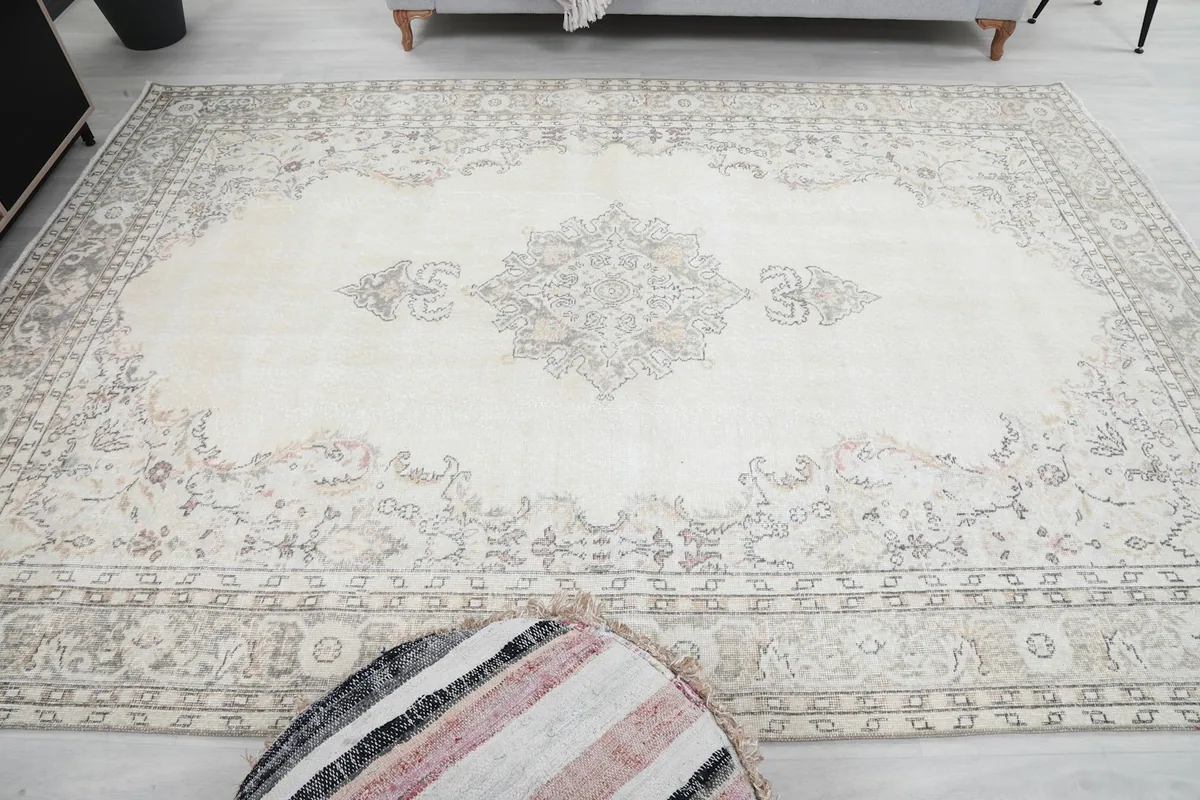 Overhead view of the entire rug, capturing its symmetrical design