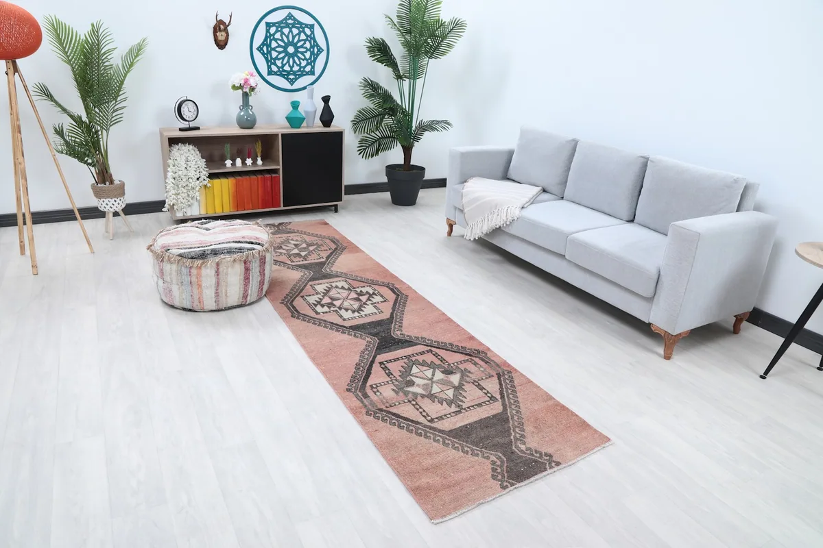 Runner rug from a slightly different angle in a room setting, highlighting its placement.