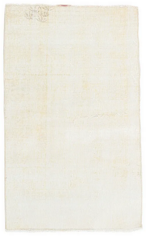 Full top view of the 2'7" x 4'4" ivory minimalist vintage rug on a white background.