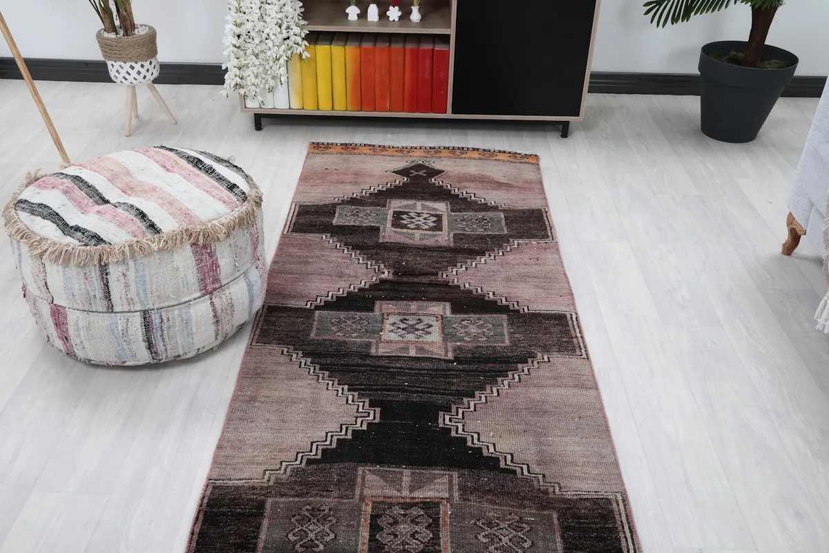 Overhead room view of the runner rug, showcasing its full design within the space.