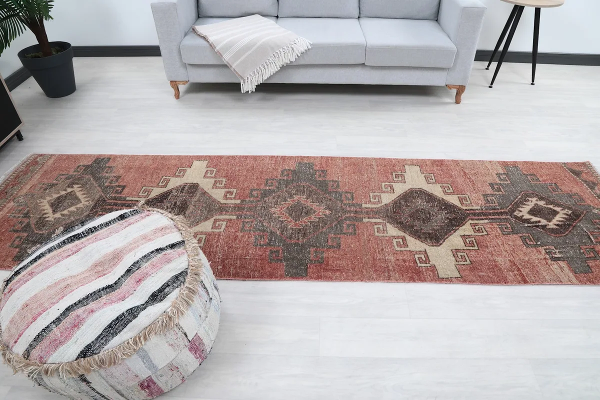 Overhead view of the rug in a room, showcasing its full design and how it grounds the living area.