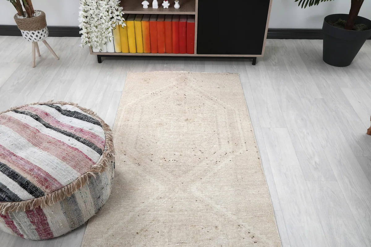 Overhead view of the rug in a room, showing its placement relative to furniture