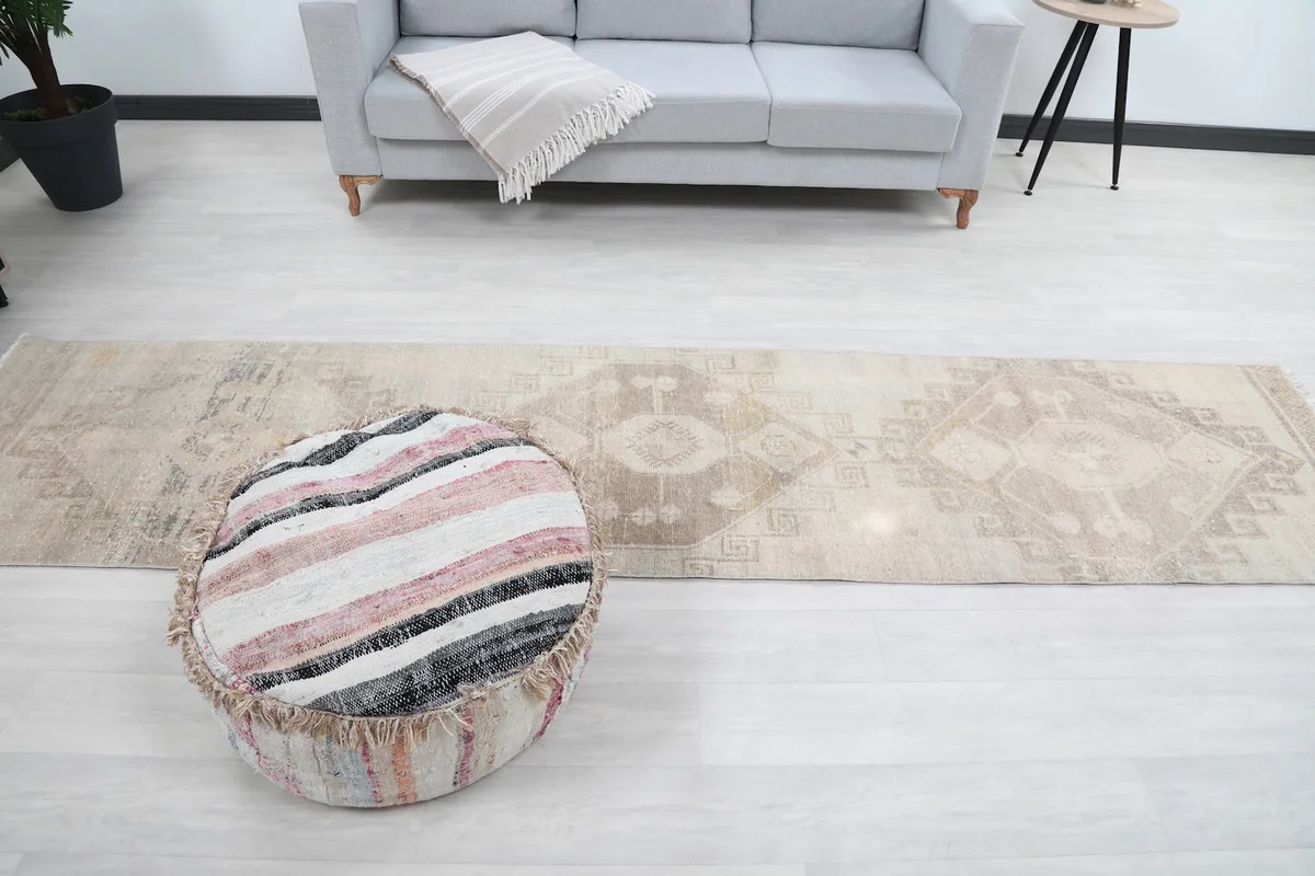 Overhead shot of the runner rug in a room, illustrating its harmonious fit with the surrounding decor.