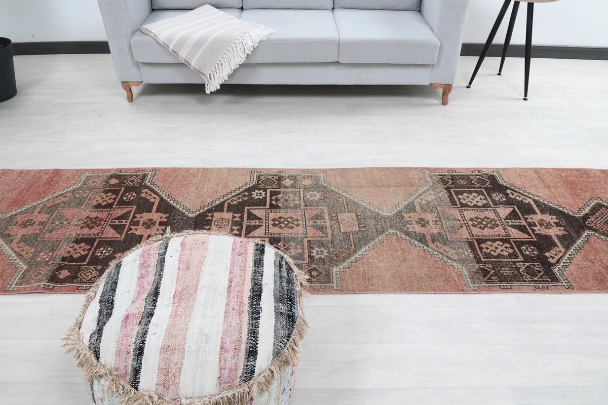 View of the runner rug from the other end, positioned in the living space