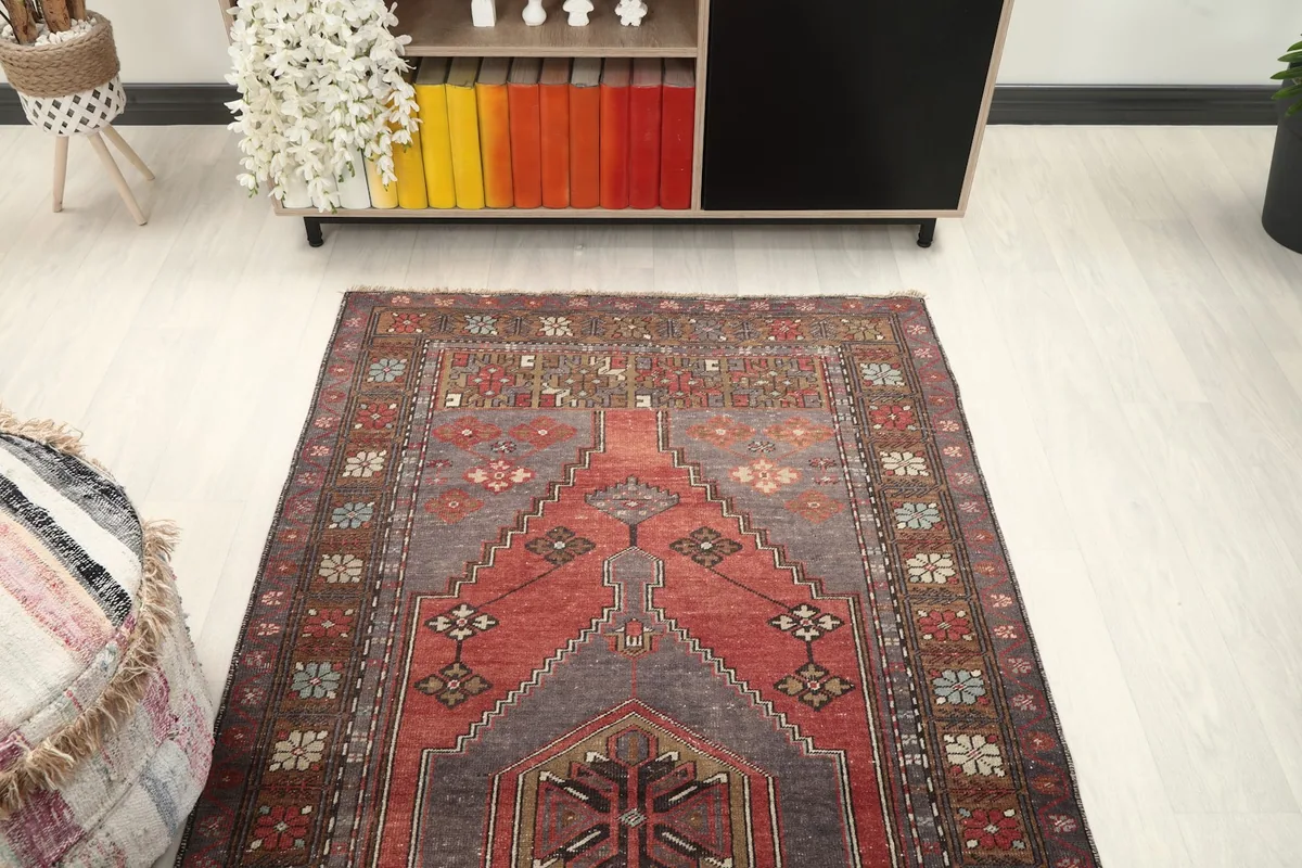 Overhead angle view capturing the rug's full pattern and colors