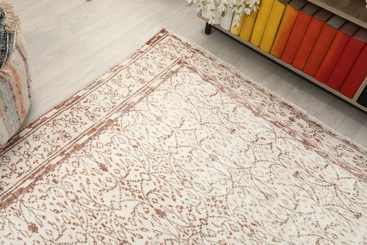 Angled shot showcasing the rug's pattern and color variation