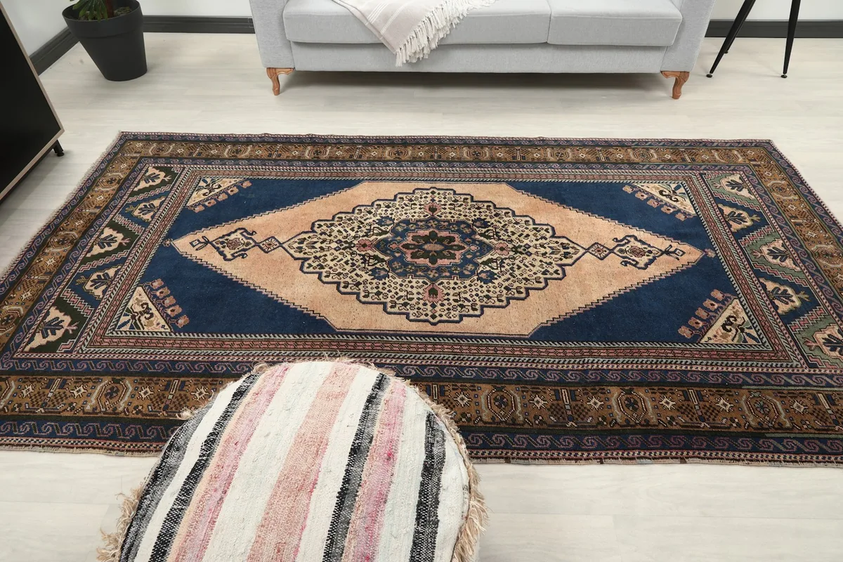Overhead room view of the rug, showcasing its placement and how it complements the decor