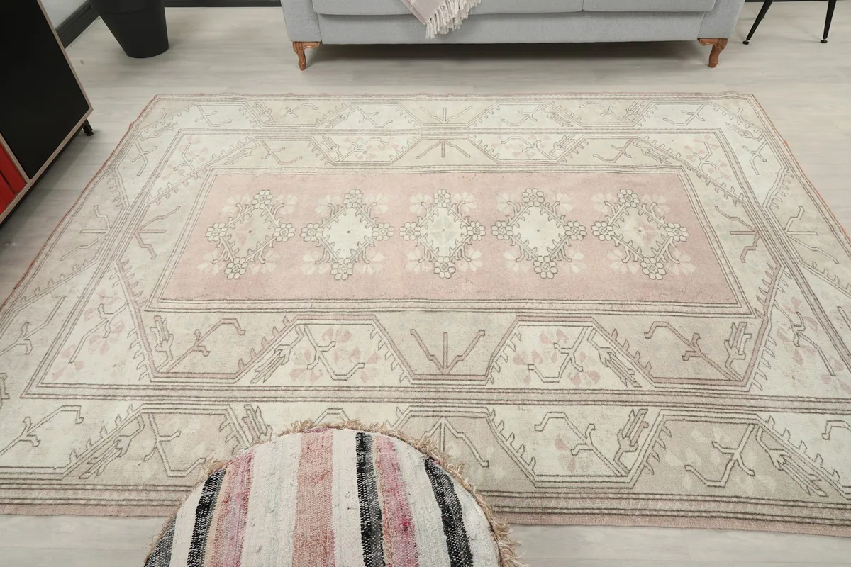 View of the rug from another angle, capturing its overall aesthetic in a room