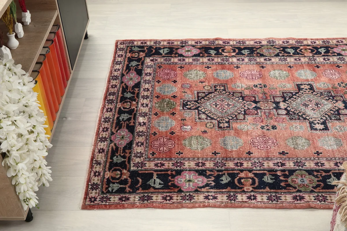 Room view showing the full length of the rug, emphasizing its proportions and how it fits into the space.