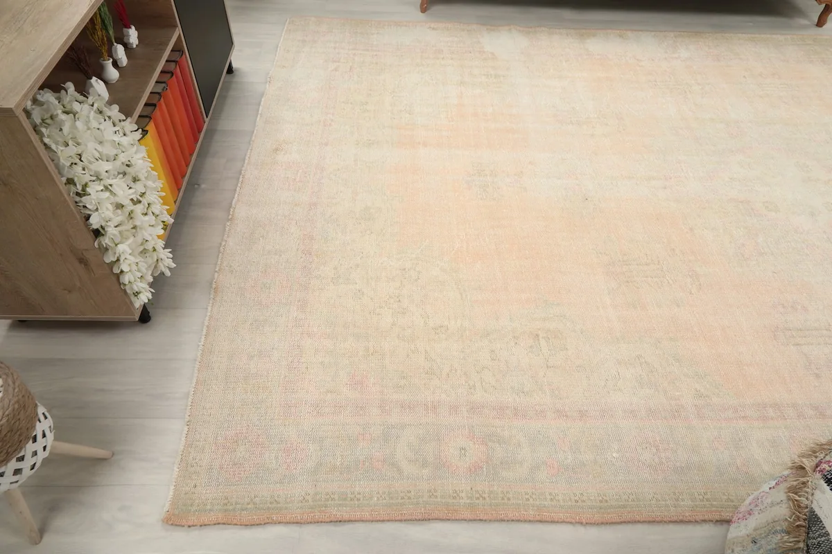 Side angle of the rug in a room, capturing its length and overall appearance