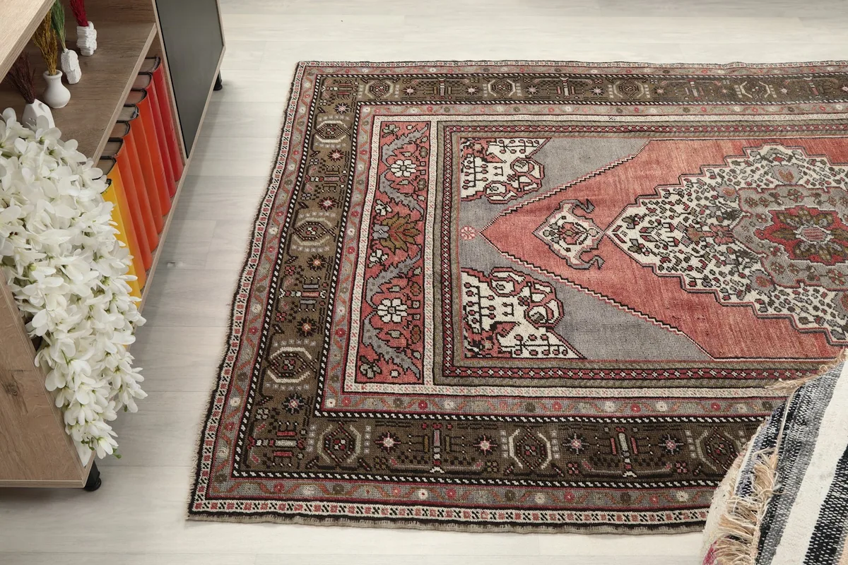 Angled view showcasing the rug's texture and colors from a different perspective