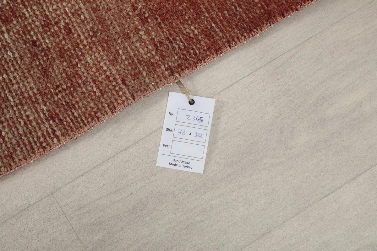 Product tag showing the rug's dimensions and origin: 78 x 386 cm, Made in Turkey
