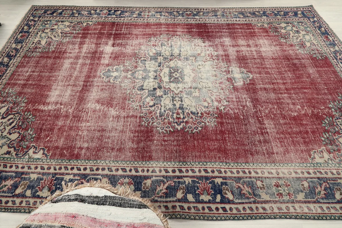 Overhead view of the large area rug, emphasizing the overall design and color distribution