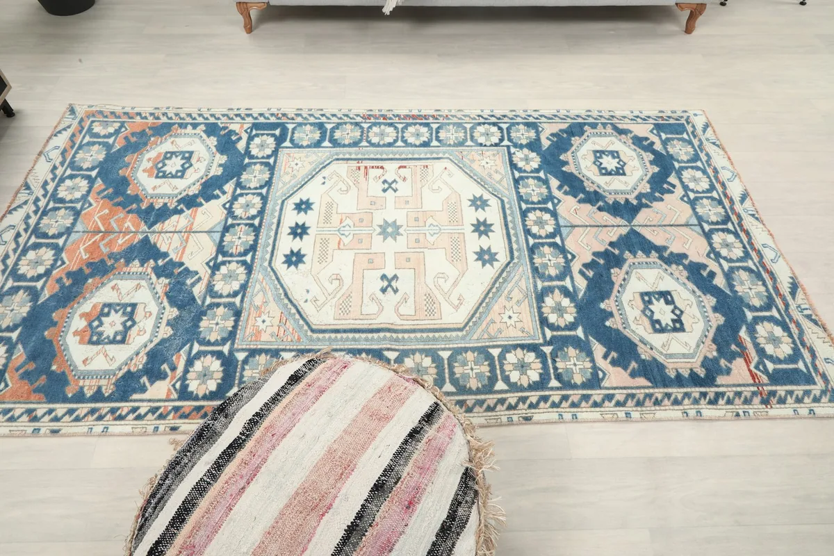 Overhead view of the rug, capturing its overall layout and design