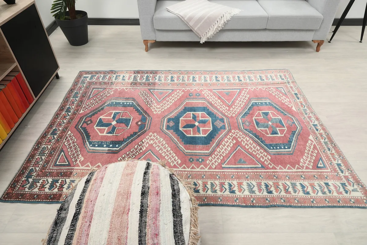 Room shot from a slightly different angle, showcasing the rug's full length and width