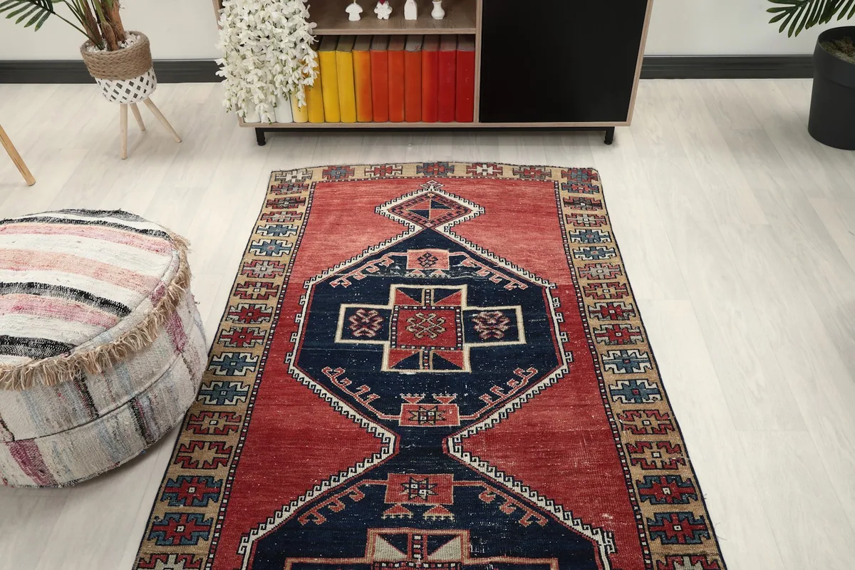 Overhead view of the runner in a room setting, highlighting its full pattern and colors