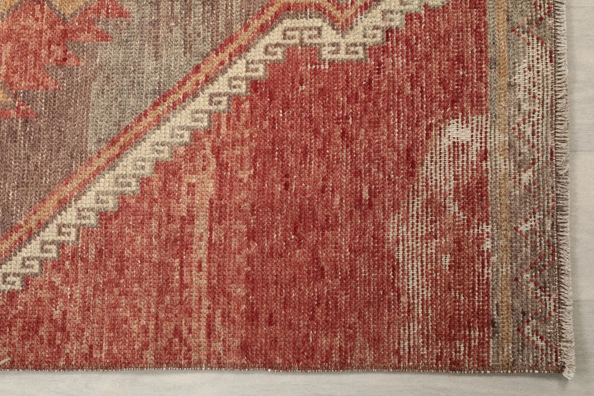 Detailed view of the rust field and border, highlighting the worn texture and subtle color variations