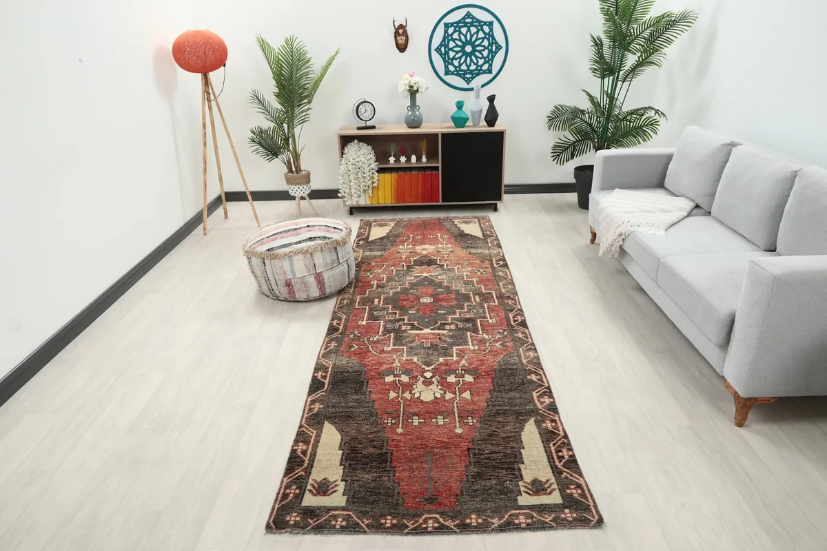 Runner rug displayed in a modern hallway setting, showing its length and scale